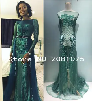 

2018 High Quality French Lace African Velvet Fabric Sequins and Stones Blue Nigerian Lace Fabrics For Wedding 2018 JL301