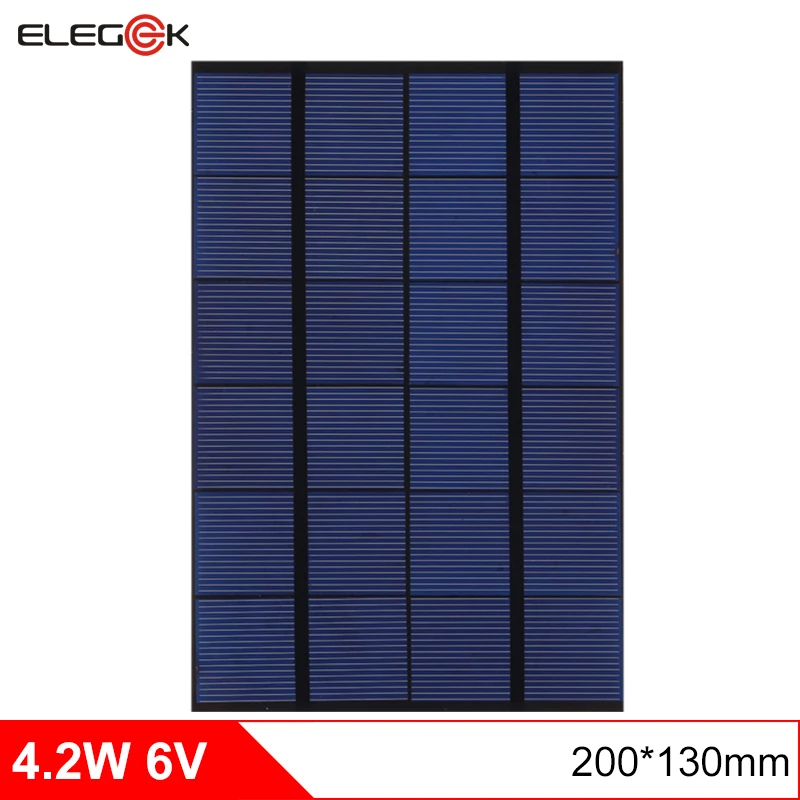 

ELEGEEK 4W 6V 200*130mm DIY Solar Cell Panel 660mAh Monocrystalline PET + EVA Laminated Mini Solar Panel for Test and Education