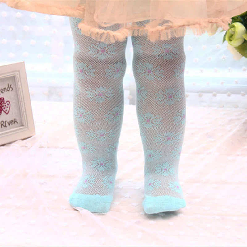 2015 new spring rainbow flower thin tights baby girls thin tights