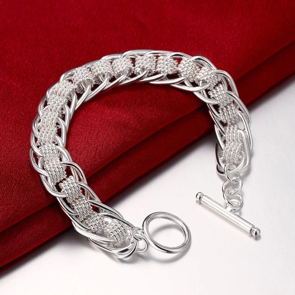 Big Discount Punk Style New Bone Round 925 Stamp Silver Plated Bracelet &amp Bangles For Women Men Party Sport Free Shipping | Украшения и