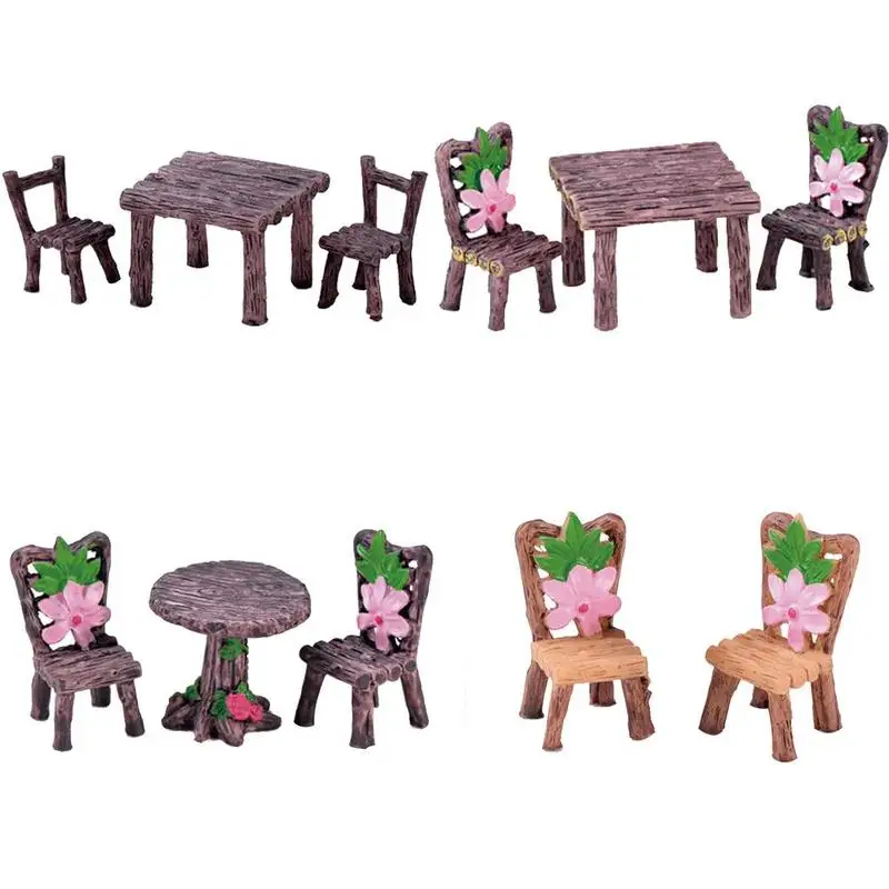 

1table+2chairs / 2 Chairs 1 :12 Dollhouse Wood Table Chair Pocket Mini Simulation Model Dollhouse Decoration Wooden Miniature