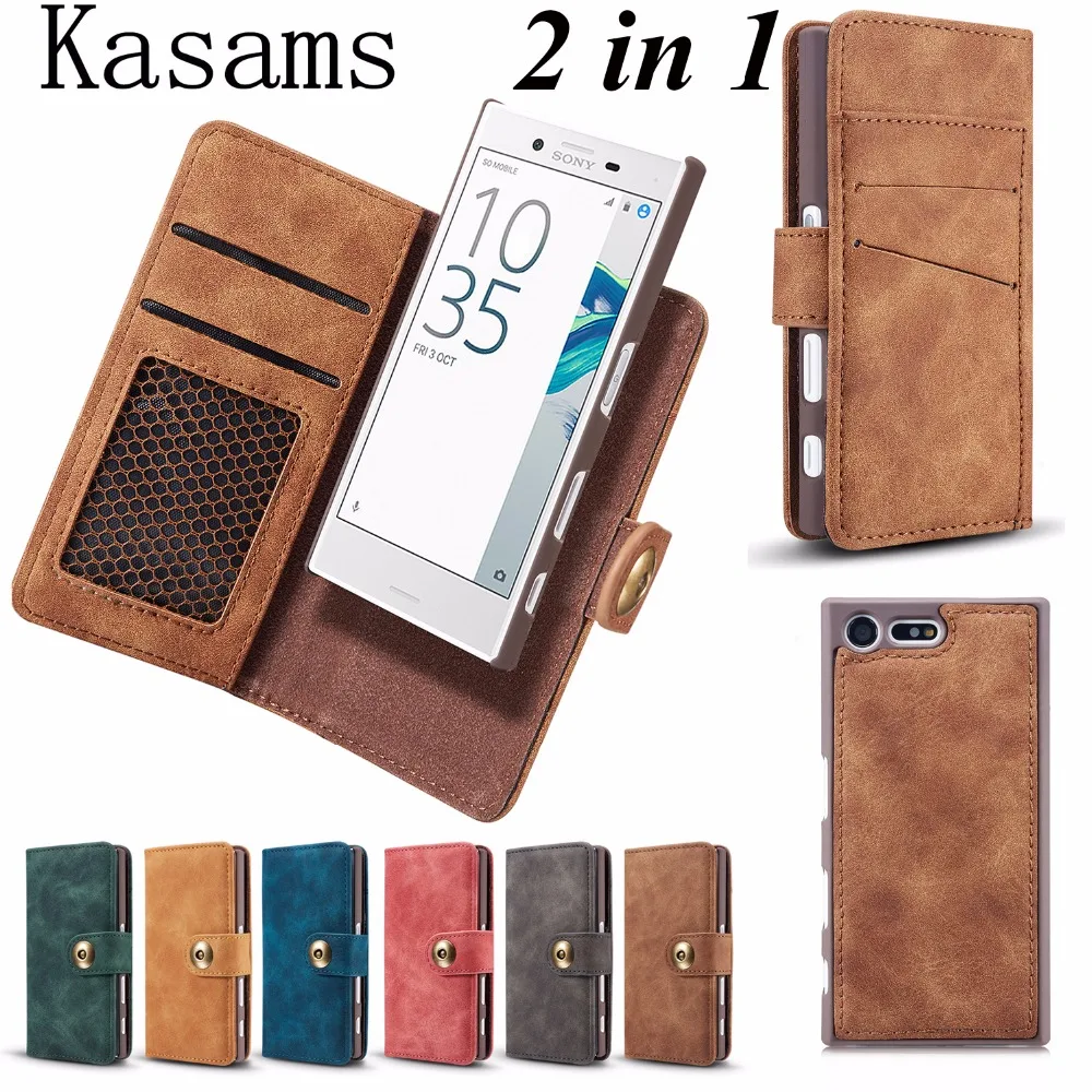

For Sony Xperia X Compact XZs XZ XR Phone Case Retro Separate 2 in 1 Magnetic Detachable Multifunction PU Leather Flip Cover