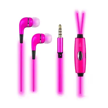 

Arrival Sale Luminous Earphone LED Night Light In Ear Earphones Flat Earbuds Glow In The Dark Headset For Smartphone