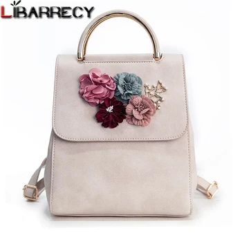 

Fashion Flower Backpack Female Leather Women's Backpack Elegant Pearl Small Backpacks Casual School Bag for Girls Mochilas Mujer