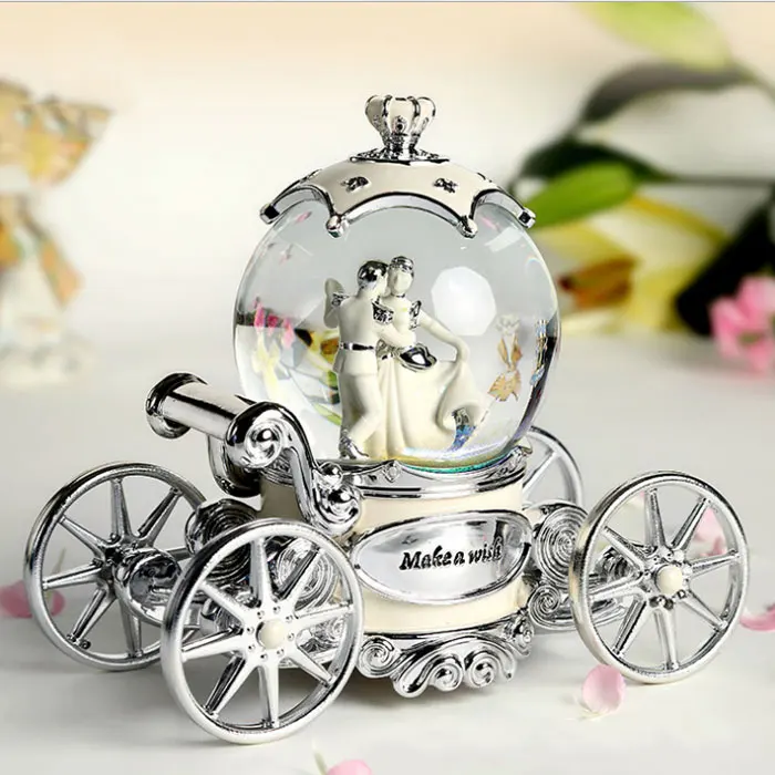 19*16 см карета принцесса любовник снежные шары стекло музыкальная шкатулка украшение дома свадьба день рождения Рождество год подарки