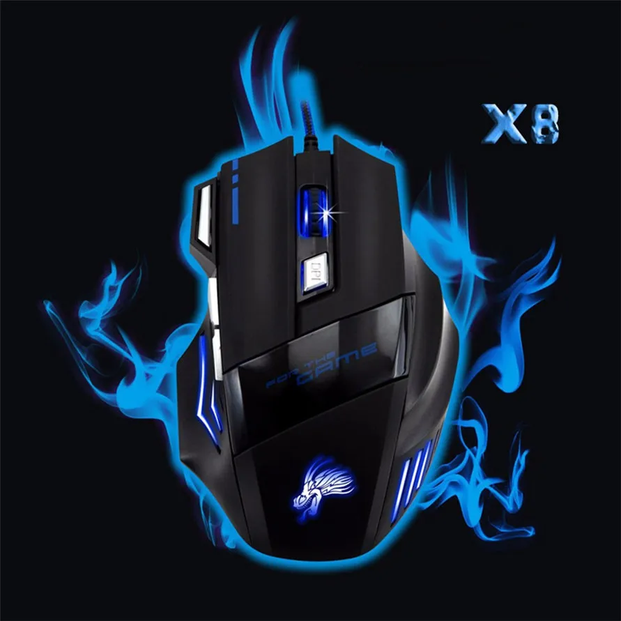 Lot 2 LED Optical 5500 DPI 7 Button USB Wired Gaming Mouse Mice For Pro Gamer PC