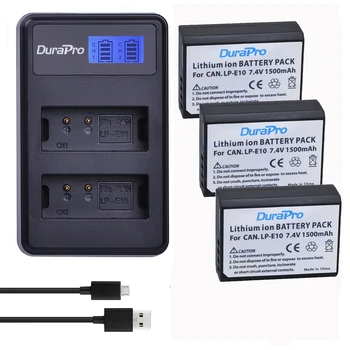 

3pc For Canon LP-E10 LP E10 LPE10 Camera Li-ion Battery + LCD USB Charger For Canon 1100D 1200D Kiss X50 X70 Rebel T3 T5 Camera