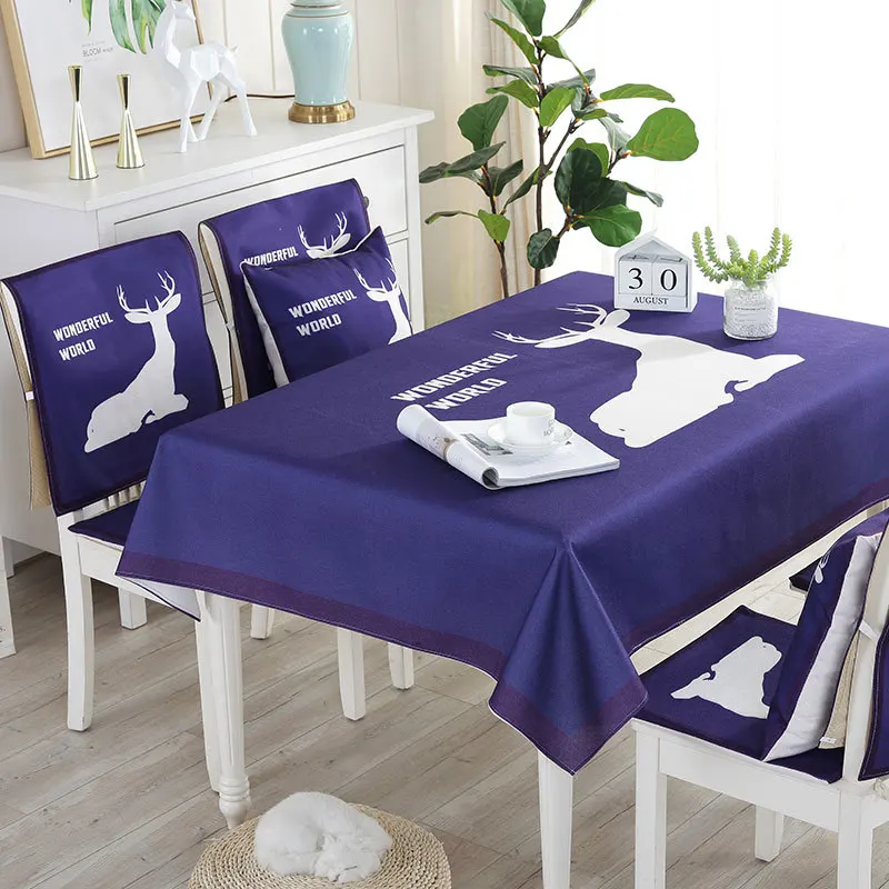 Proud Rose Waterproof Linen Table Cloth Cartoon Table Cover Chair Set Pillowcase Cover Towel European Tablecloths Chair Cushion