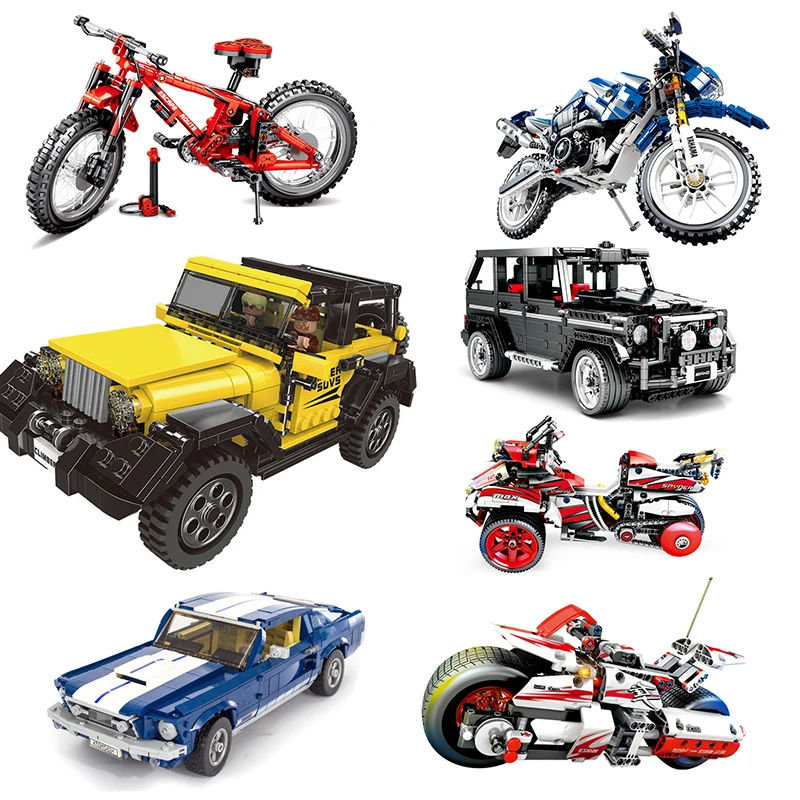 

Technic Series Vehicle Jeep Motorcycle Bicycle Racing Cars Model Building Blocks Compatible Legoings Toys for Children Gifts