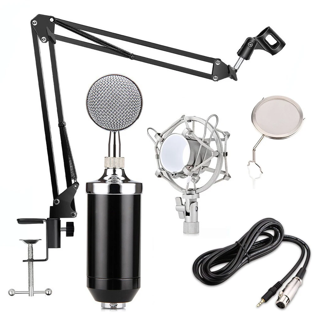 GEVO BM 8000 конденсаторный микрофон для студийной записи, проводной компьютерный микрофон с NB-35 подвесным кронштейном, поп-фильтром и амортизатором