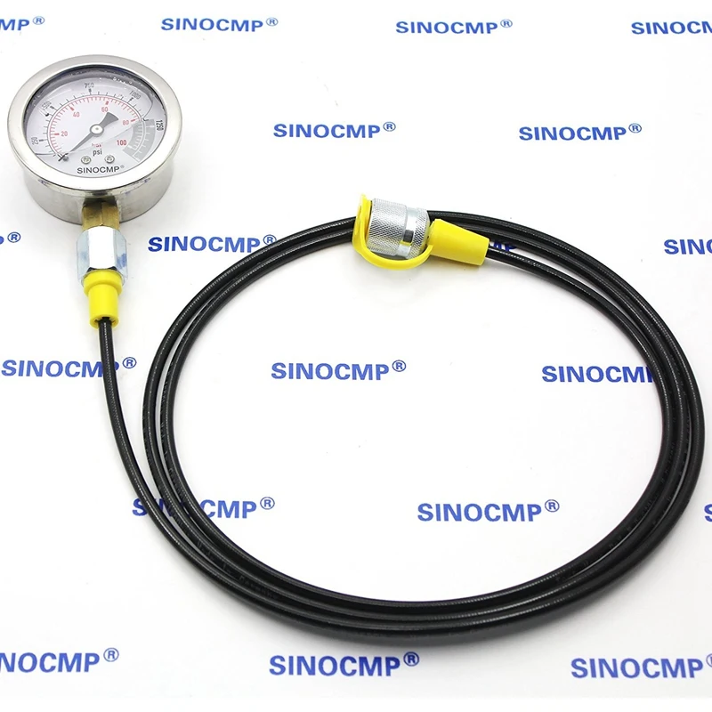 SINOCMP Excavator Hydraulic Pressure Test Gauge Kit-black (7)