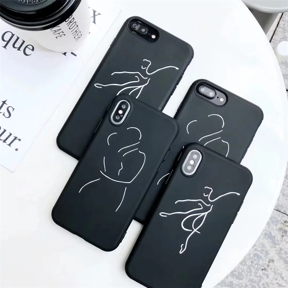 Line art Elegant Ballet Phone Case For iPhone 7 Cases Soft Silicone Cover Apple 8 6 6S Plus X Sexy Funda Capinha |