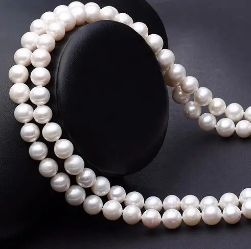 

Selling Jewelry>>>100% Real Natural Freshwater Pearl 110cm Long Necklaces with 925 Silver and Buttons Fine Jewelry Noble