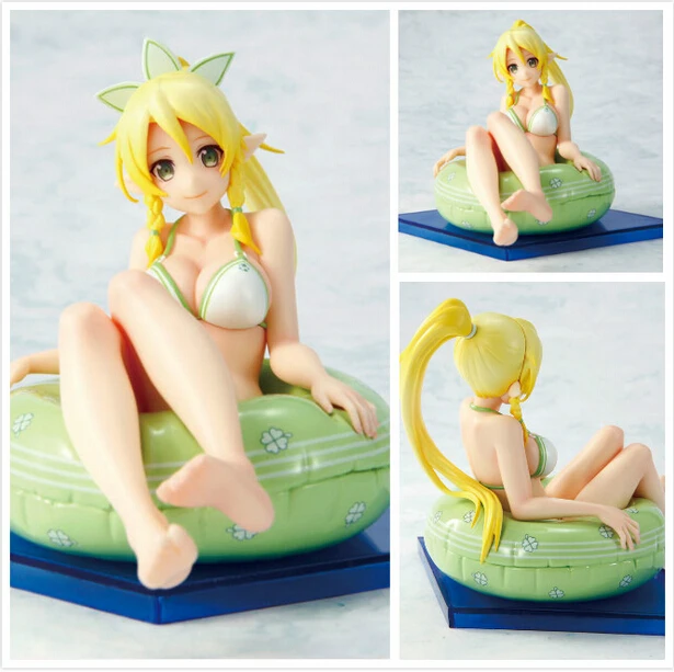 Chara-Ani Sword Art Online ALO Kirigaya Suguha Figure Leafa Bikini Lifebuoy Version 8.5CM Lifa PVC Anime Sexy Doll Model Toys