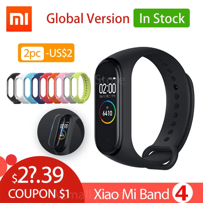 Xiaomi mi Band 4 глобальная Версия смарт-браслет mi band 4 браслет сердечного ритма фитнес цветной экран Bluetooth 5,0 китайская версия