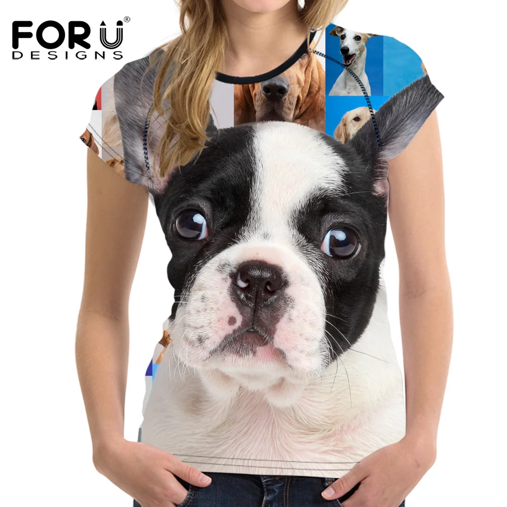 FORUDESIGNS 2018 Fashion Women Summer Basic T Shirt Cute 3D Boston ...