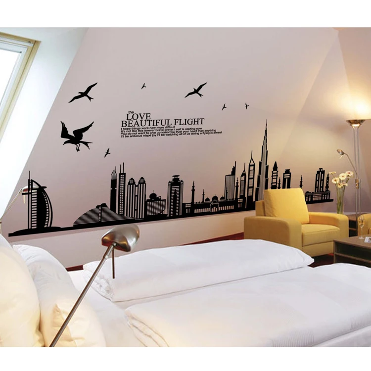 flight cityscape wallpaper bedrooms vinyl big wall stickers home decor