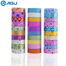 Продажа Aagu 30 шт. Цвет ful блеск васи Клейкие ленты 10 шт. одноцветное Цвет 20 случайных Цвета маскирования Клейкие ленты DIY Стикеры self клей Бумага Клейкие ленты
