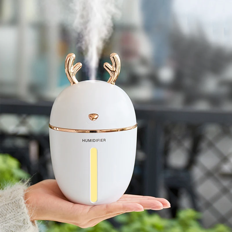 

450ml Air Humidifier Portable Ultrasonic Silent Cute Deer USB Aroma Essential Oil Diffuser Lamp Home Car Office Air Purifier