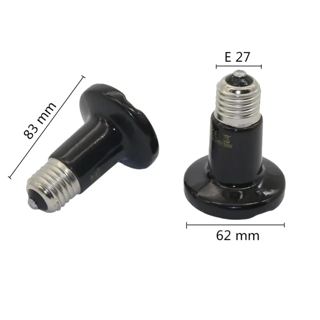 1 Pcs Reptile Pet No Light Far Infrared Ceramic Heating Lamp E27 Small Mini Heat Lamp 25W 50W 75W 100W 2