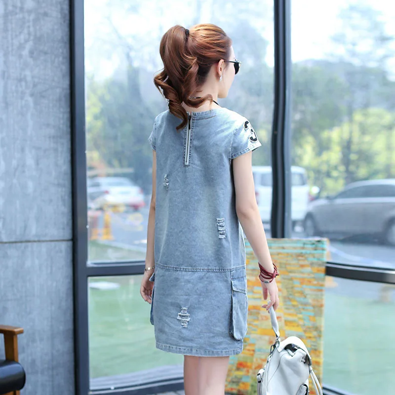 2019 Summer Denim Dress Women Vintage Short Sleeve Plus Size 4XL Jeans Dresses Loose Mini Casual Dress Vestidos European Style