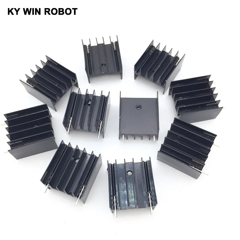 

10 pcs Free Shipping Aluminium TO-220 Heatsink TO 220 Heat Sink Transistor Radiator TO220 Cooler Cooling 25*23*16MM With 2Pin