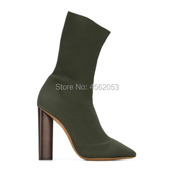 New-Fashion-Beige-Black-Stretch-Knit-Women-Short-Boots-Kim-Kardashian-Street-Style-Block-Heels-Ankle.