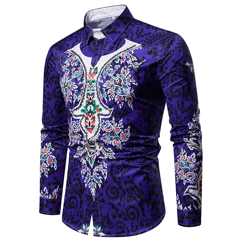 Африканский Dashiki Традиционные Печатные богатый Базен Для мужчин 2018 Осень Новый Slim Fit Африка Костюмы Thobe Платье рубашка для Для мужчин 3XL