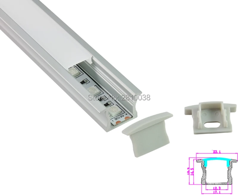 50 X 1M Sets/Lot T style Anodized silver alu profile for led strip and AL6063 led profile 1m for recessed wall or floor lights