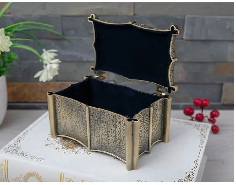 Egyptian style bronze color metal jewelry box cotton swabs box metal storage boxdrawer organizer Z188