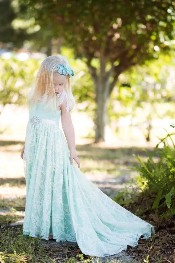 sage green little girl dresses