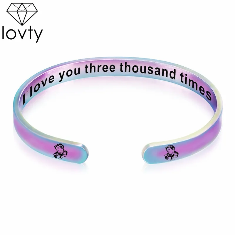 

lovty I Love You 3000 Times Stainless Steel Bangles for Women Simple Bangles Bracelet Best Graduation Gift for She/He