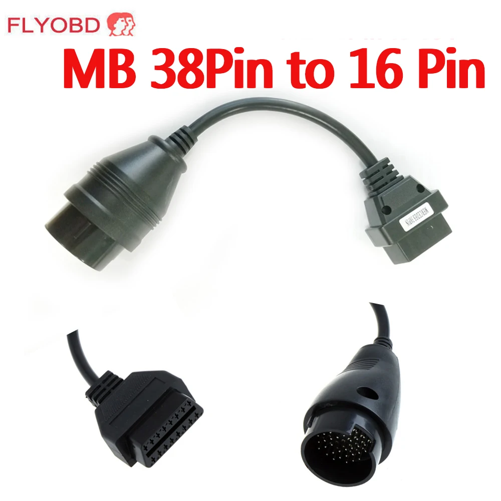38 Pin to 16 Pin OBD2 OBDII Diagnostic Adapter Connector Cable for Mercedes Benz 