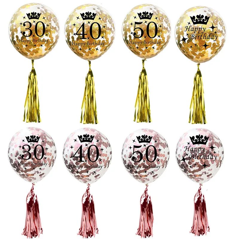 Воздушные шары для дня рождения 30, 40, 50, 60 лет, украшения для дня рождения, золотые, черные, 50 лет, вечерние воздушные шары для взрослых
