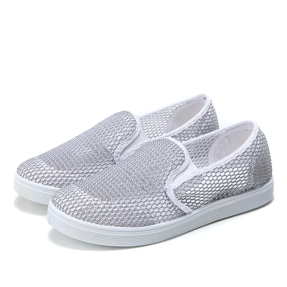 

2018 Summer Fashion Hollow Breathable Network Women Casual Shoes Slip-on High Quality Flat Mesh Shoes Plus Size 35-40