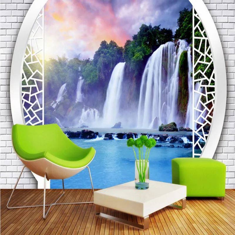 

Free Shipping Falls Landscape 3D Landscape Background Wall wallpaper mural living room bedroom home decoration