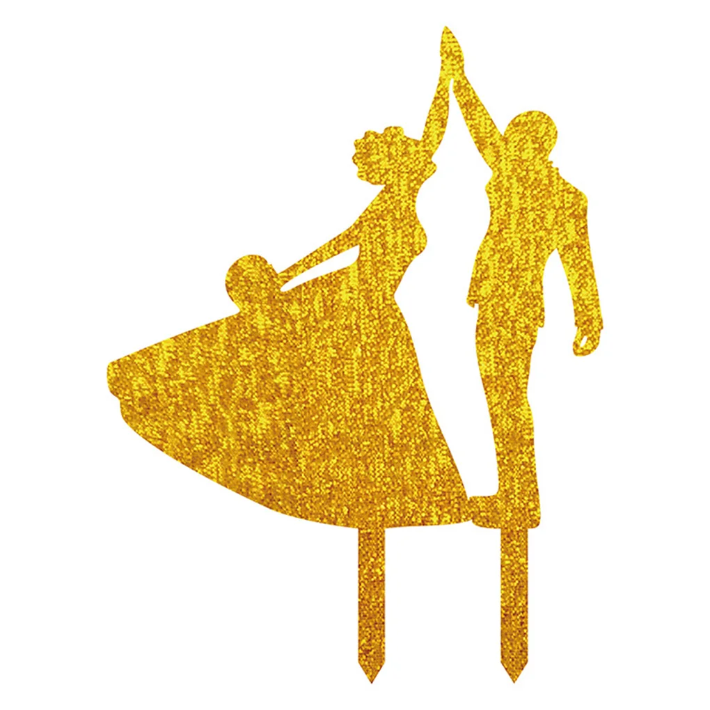 

Dancing Bride and Groom High Five Silhouette Wedding Party Cake Topper Stand Decor