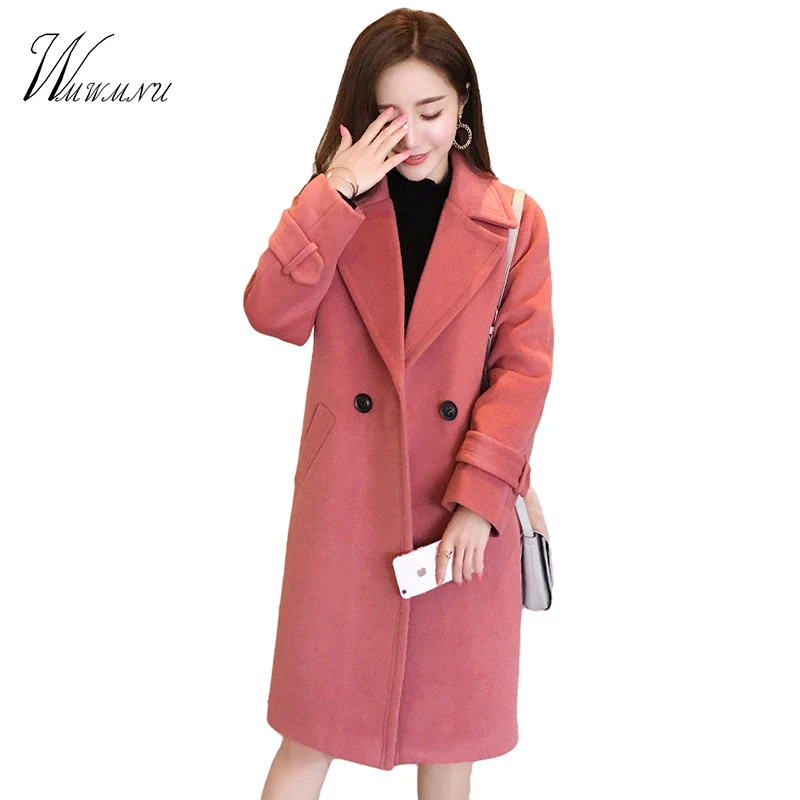 Buy Women's Elegant wool pink coat 2018 new fashion