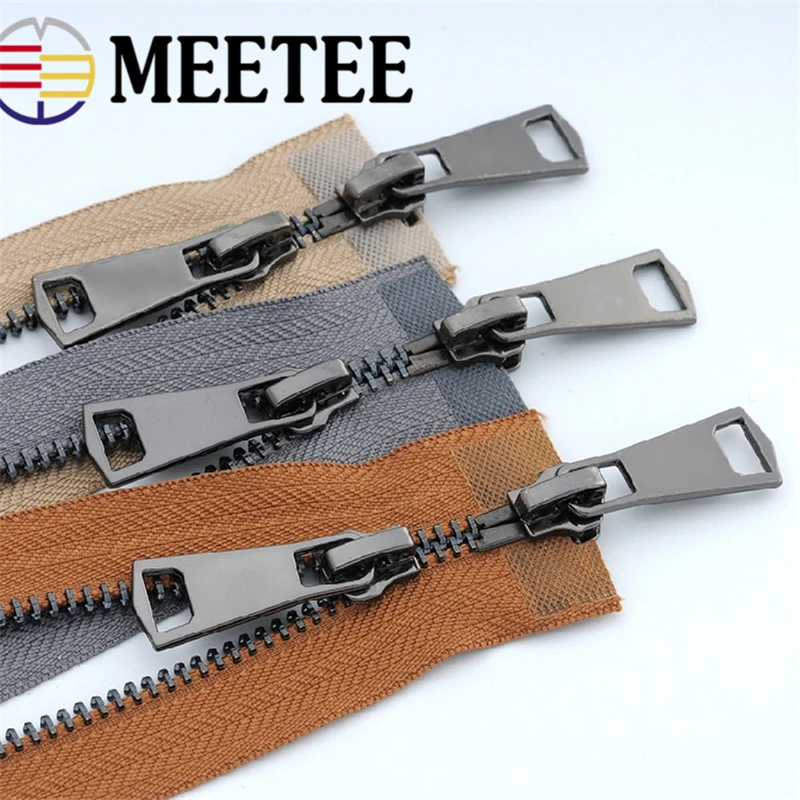 Meetee 120 см Золотой Серебряный Черный экологически чистый открытый конец Металлические молнии 5# A Coudre двойные ползунки застежки-молнии для шитья пуховик