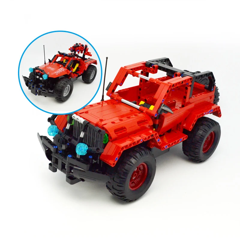 531pcs Legoing Technic Series Building Blocks RC Car Red Jeep Wrangler 2 IN 1 Off-Road Climbing Cross Country Trucks Bricks Toys