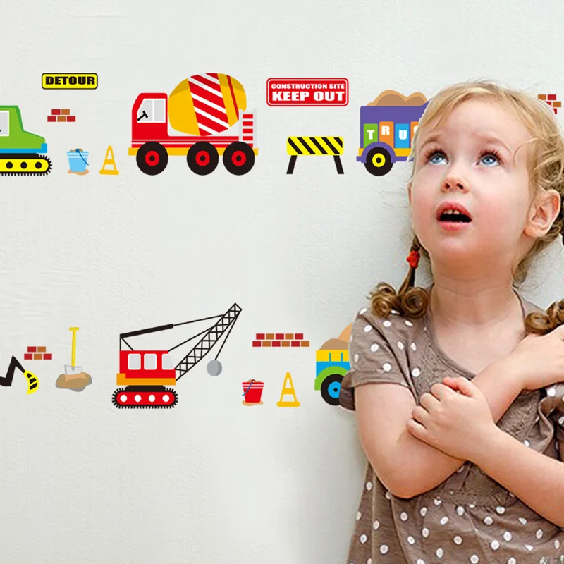  Cartoon Vehicle Traffic Cars Buses Wall Stickers for Kids Room Living Room Kindergarten Baby Nurser - 32967512171