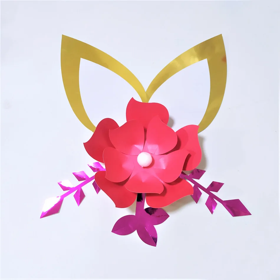 Cardstock Роза сделай сам Легкие бумажные цветы с ушками набор листьев для детской