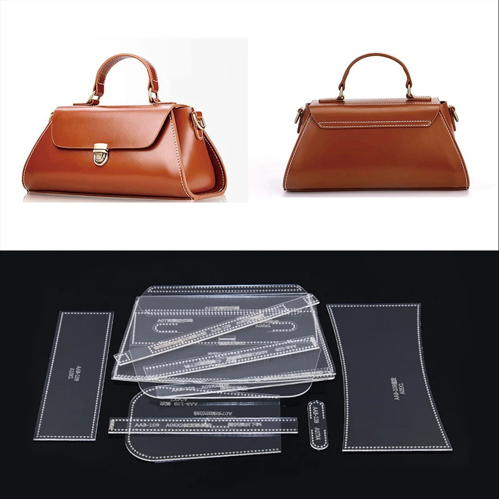 11pcs/Set Transparent Acrylic Leather Handbag Shoulder Bag Template Stencils DIY Leathercraft