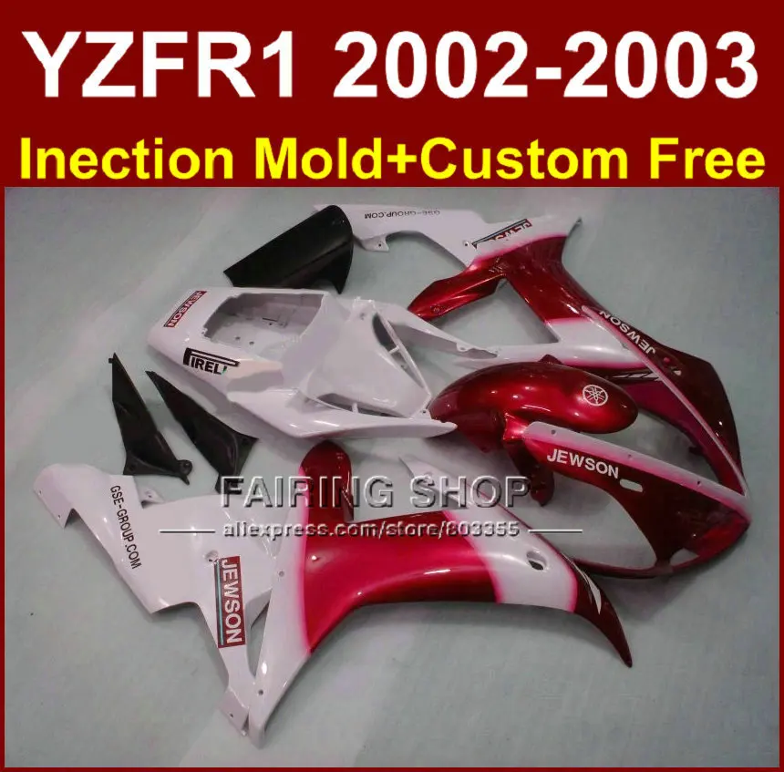 Jewson red body parts for YAMAHA YZF R1 2002 2003 fairings yzf r1 02 03 YZF1000 02 03 +custom free fairing kit