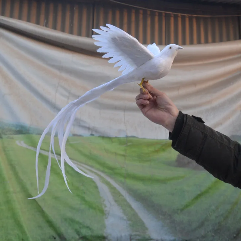 

47 см имитация птиц белые перья длинные хвосты расширительные крылья птица МОДЕЛЬ сада Украшение для съемки реквизит подарок h1075