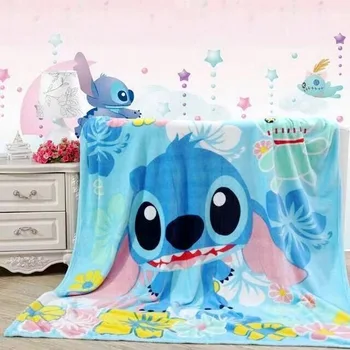 

1pc soft cartoon stitch Doraemon coral fleece plush blanket bed sheet lady romantic gift baby dream bed girl toy