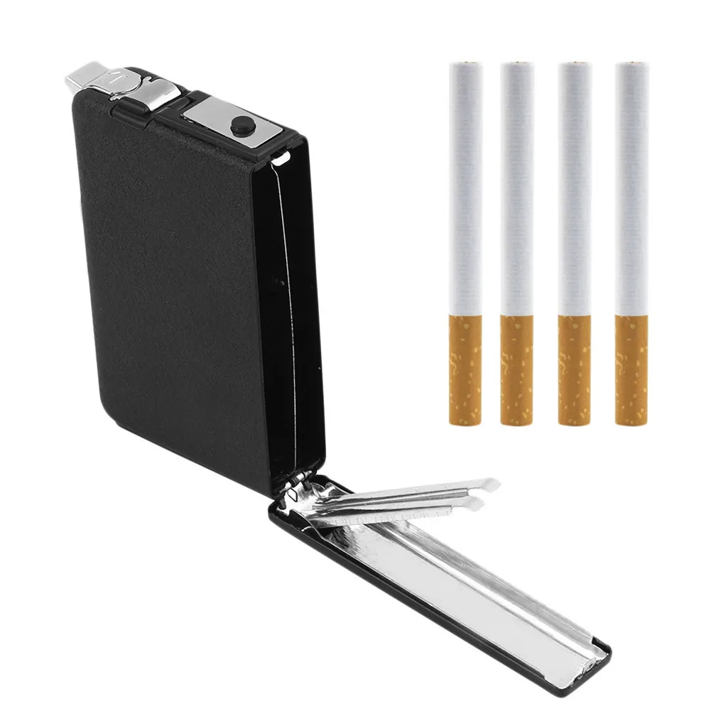 

2018 Cigarette Case Automatic Lighter Ejection Butane Windproof Metal Box Holder Smoking Cigarettes Dispenser No Fuel NO Gas