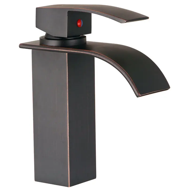 

Free ship Modern Oil Rubbed Bronze black Bathroom Sink Vessel Faucet Deck Mount Mixer Tap square