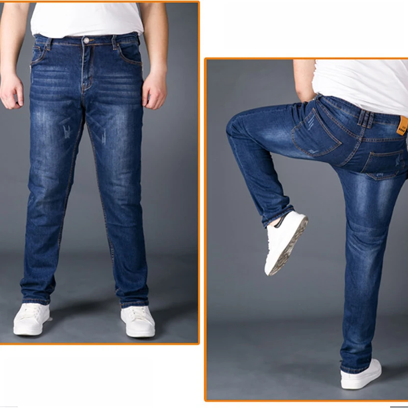 SHABIQI эластичные мужские джинсы Талия размера плюс полной длины джинсы очень большие размеры 36, 38, 40, 42, 44, 46, 48