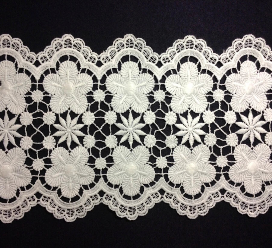 

15.5cm milk fibre embroidery lace trim,high quality Eco-friendly soft touch flower lace trimming,XERY-DC050526